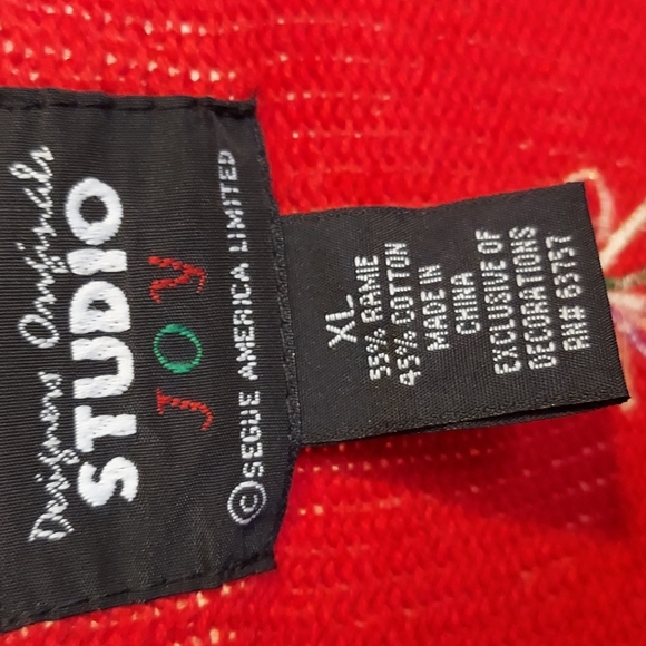 Designers Originals Studio Joy Holiday Shopping Cardigan Sweater Size XL Red - Picture 15 of 16